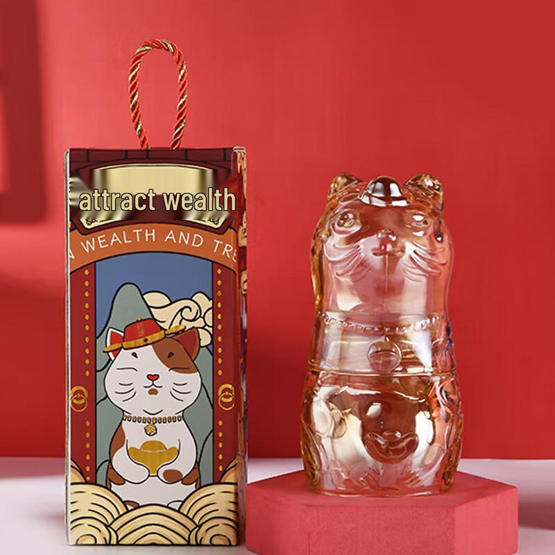 Lucky Gold Cat Glass Cup Set