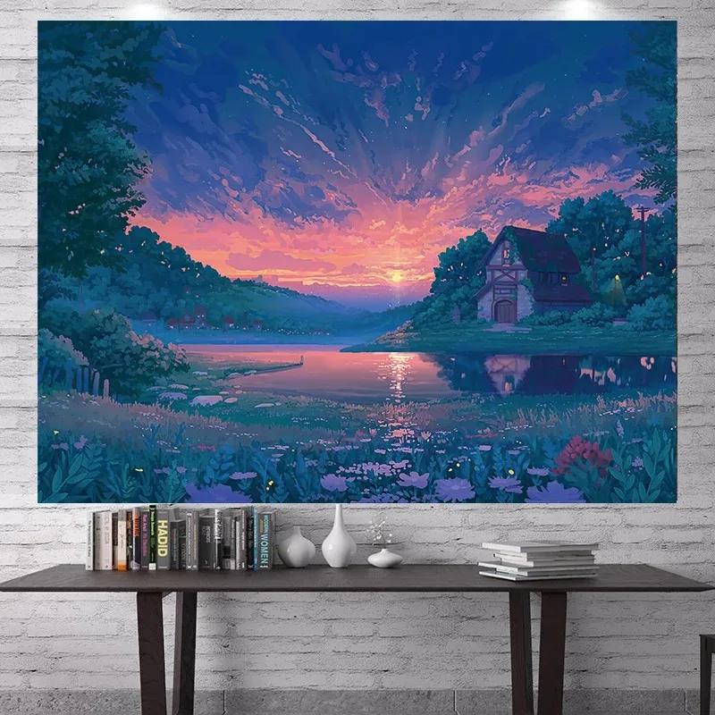 Warm Scenery Anime Sky Background Tapestry Bedroom Living Room Tapestry Home Wall Decoration Tapestry
