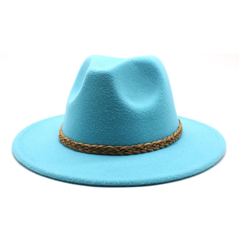 Woolen Jazz Hat Retro Classic Flat Hat Big Eaves Hat Top Hat Felt Hat