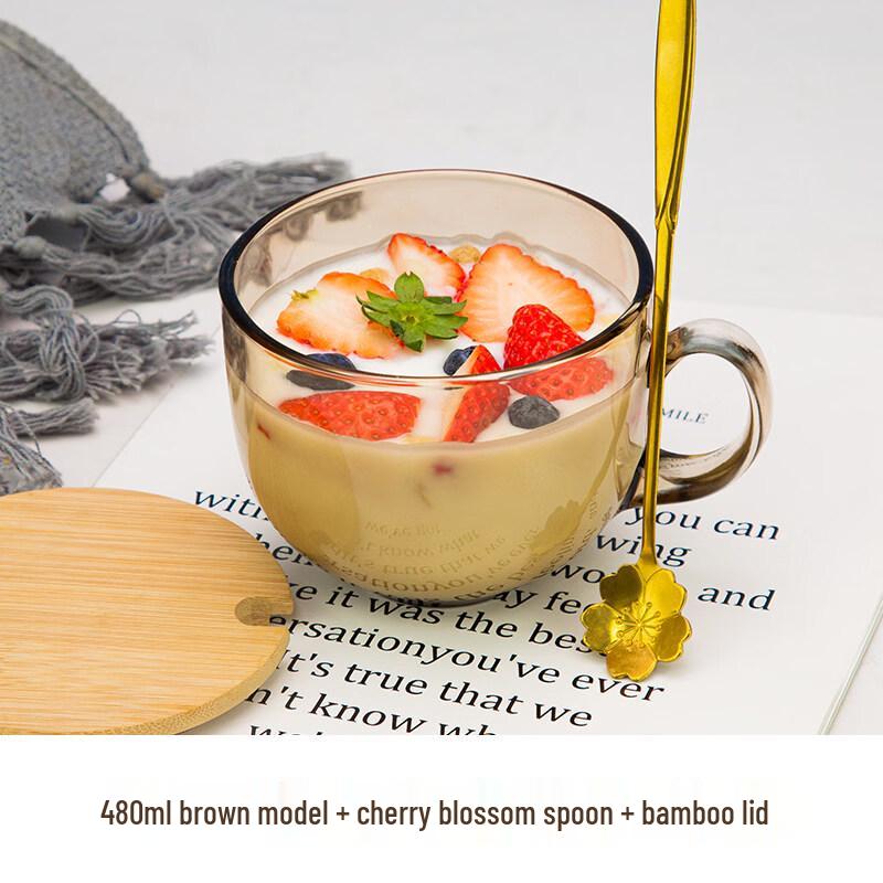 ZISIZ Glass Breakfast Cup for Yogurt, Oatmeal, and Tea