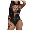 Women Gift Patchwork Underwear Sexy Lingerie Temptation Lace Sexy Sleepwear Leather Pajamas Fashion