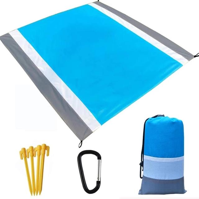 Oversized Beach Towel Mat Sand Free Beach Wind Proof Waterproof Picnic Blankets Beach Mat Oversized Pocket Picnic 4 Anchor