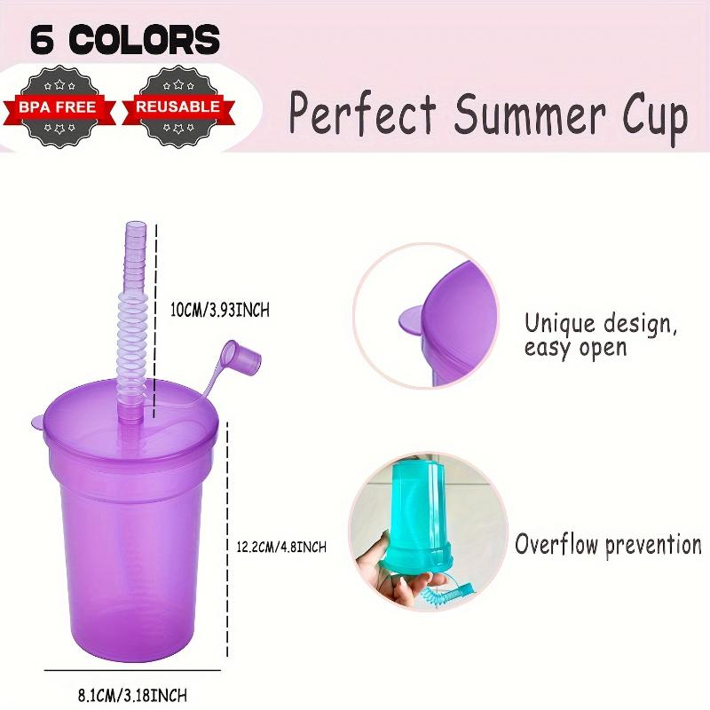Neon Sipper Cups Reusable Spill-Proof Drinking Cups With Lids And Straws For Birthday Party Travel Xmas Juice Mug Water Bottle