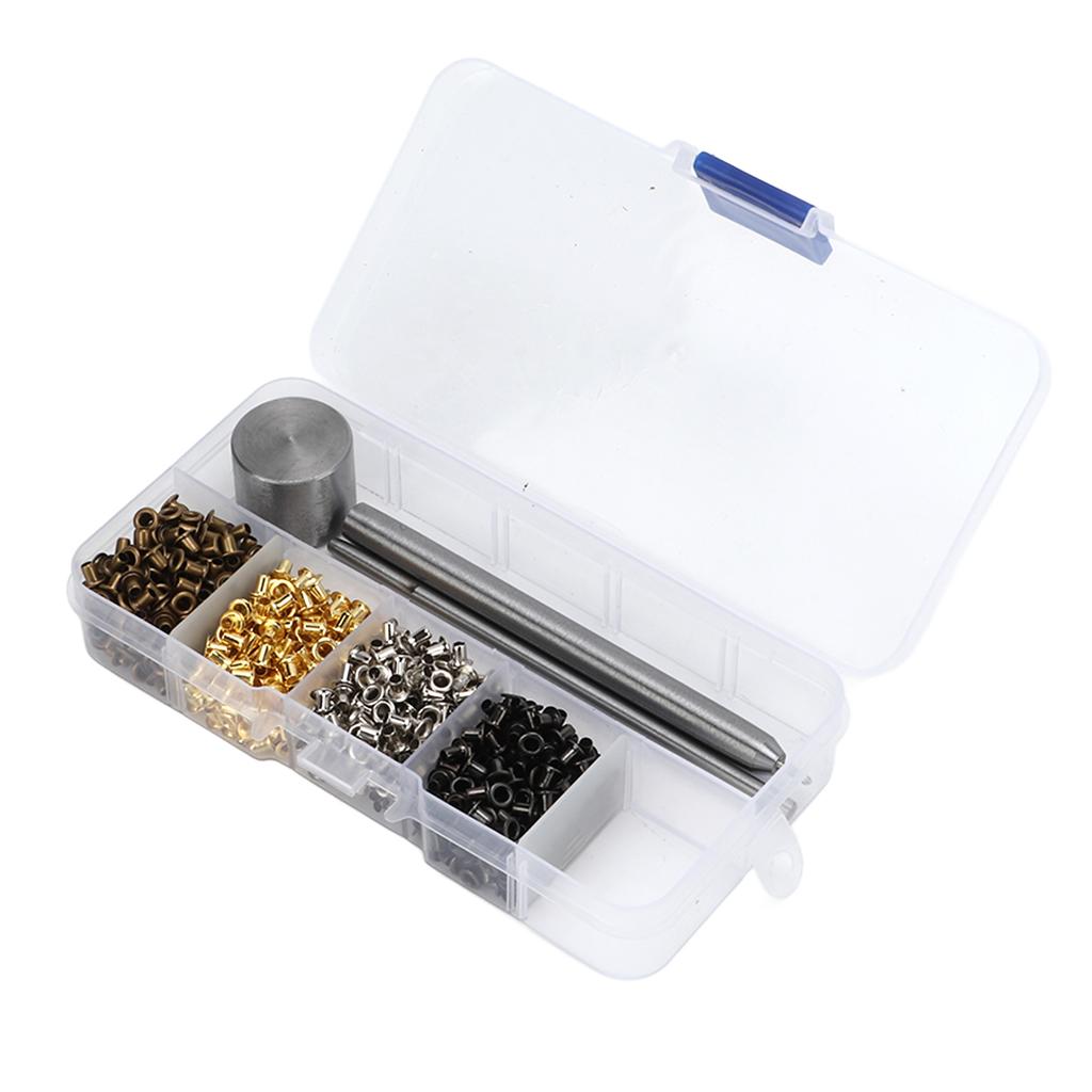 Przelotki 2mm platerowana miedzią metalowa przelotka zestaw sznurowadła pasy oczkowe klamry z plastikowym pudełkiem do przechowywania