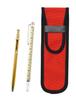 Red Cloth Pencil Case with Slide Measuring Stick and Slim 60 Gold Ballpoint Pen Set Two-Pack (NK02R-708W-SV60KBP-2)