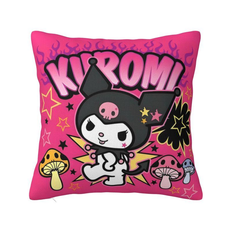 Custom Modern Cute Sanrio Kuromi Anime Cushion Cover Velvet Kawaii Cartoon Pillow Case Home Decor
