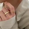 Geometric Eyecatching Design Adjustable Ring For Women Lightweight Gold Plated Accessory Fashion