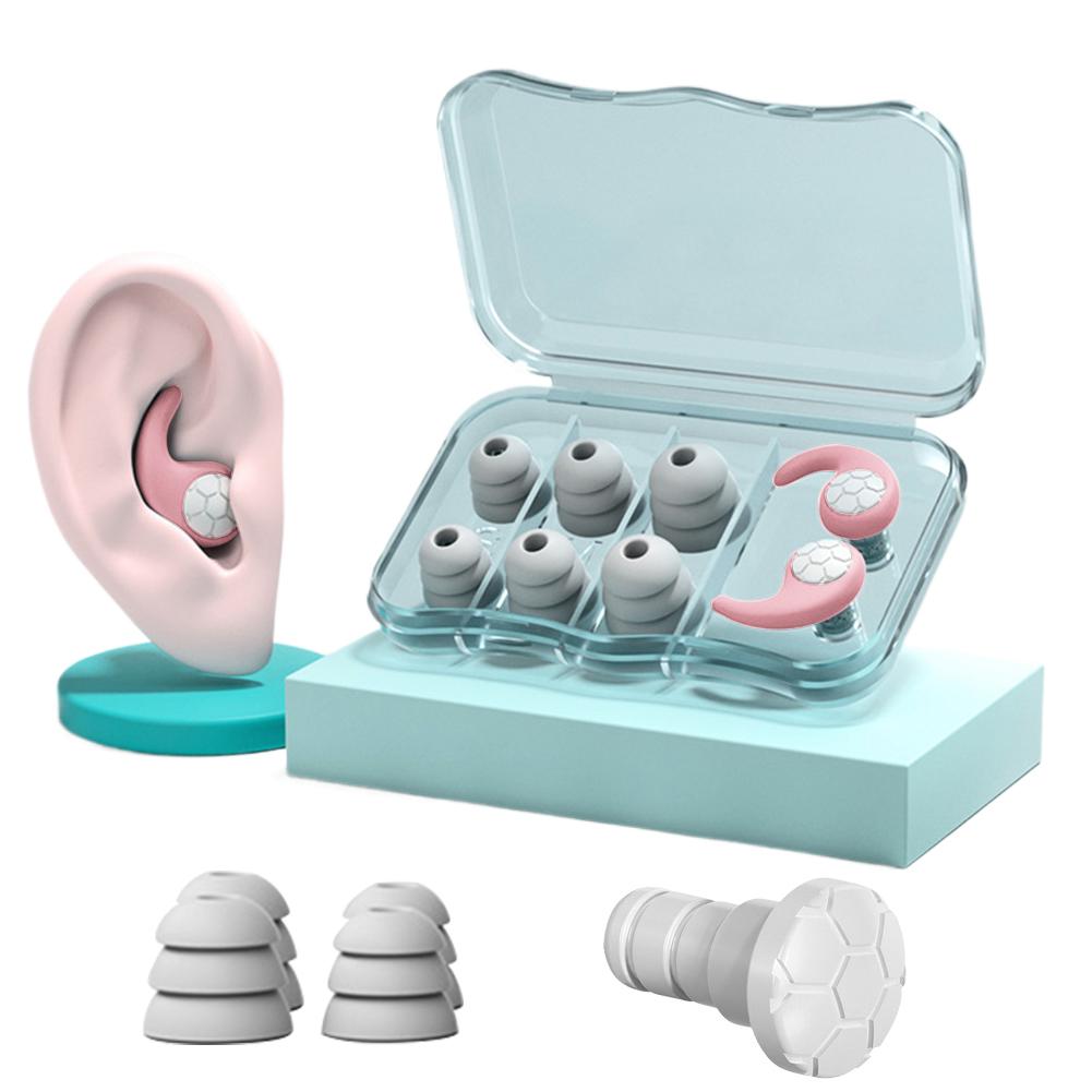 Silicone Ear Protection Earplugs Sound Insulation 3 Layer Anti-Noise Earplugs Washable Swimming Ear Plug 3 Size for Adults Kids