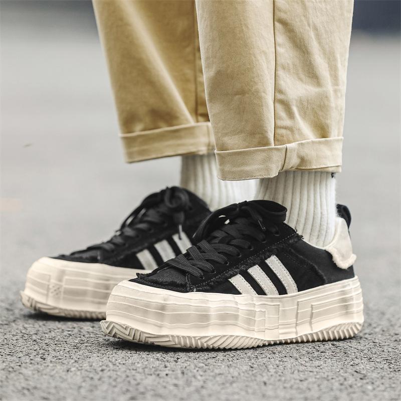 Platform Soled Beggar Shoes Men's Niche Canvas Shoes Dissolving Shoes Dirty Shoes Retro Sports Old Shoes Board Shoes 9808