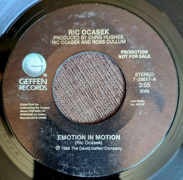 7-дюймовая пластинка RIC OCASEK Emotion In Motion 728617PROMO Geffen Records 1986 США Рок Б/у