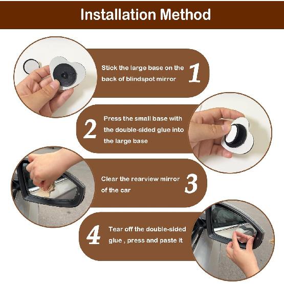 Blind Spot Mirror 2 Pack Heart Shaped Car Side Blindspot Mirrors, Removable Wide Angle Mirrors Adjustabe Frameless Convex Rear View Mirror Funny Car