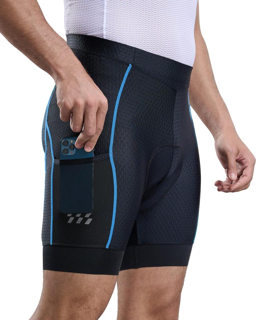 SPEEDCYC Men's Cycling Underwear Bike Shorts, 4D Padded Bicycle MTB Liner Shorts with Pockets and Non-Slip Leg Grips