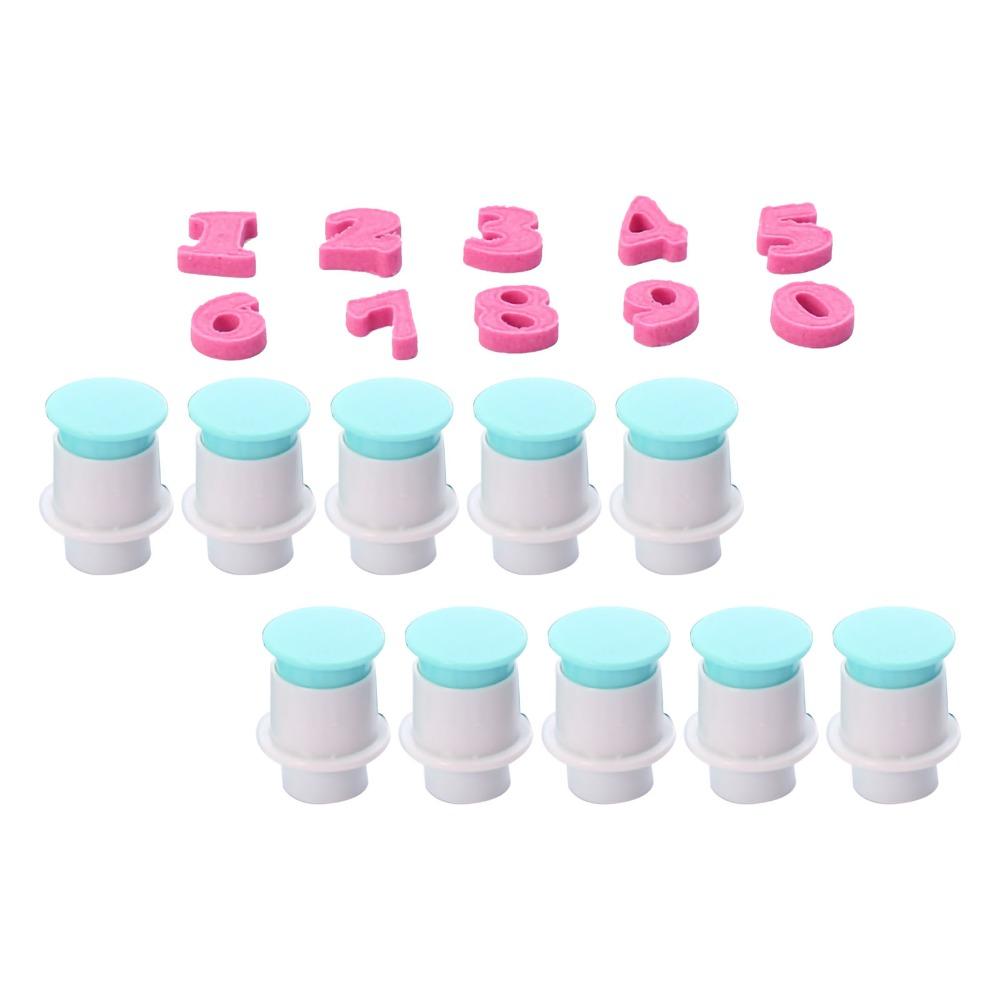 10PCS Food Grade Plastic Number Cookie Stamp Spring Plunger Cake Decorating Cutter Cake Decorating