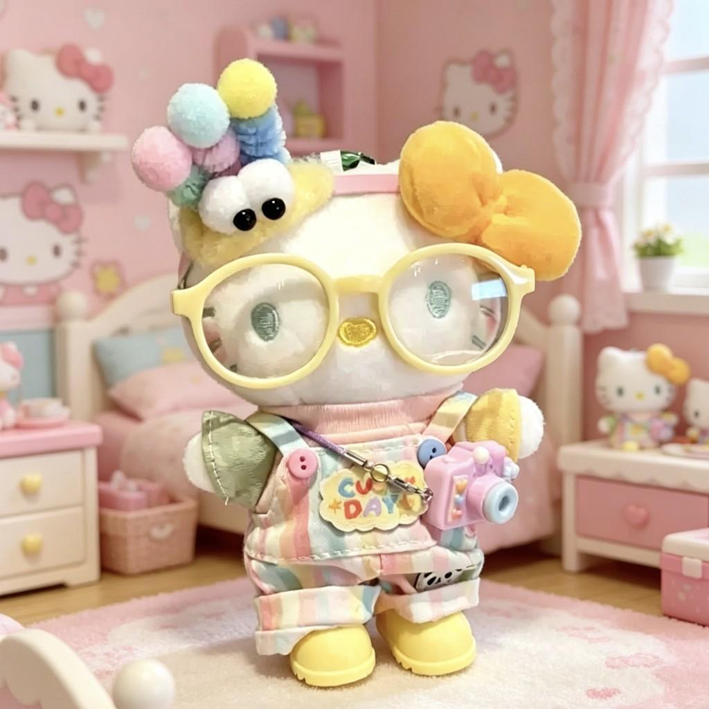 Hello Kitty Plush Keychain With Glasses For Gift And Bag Decoration