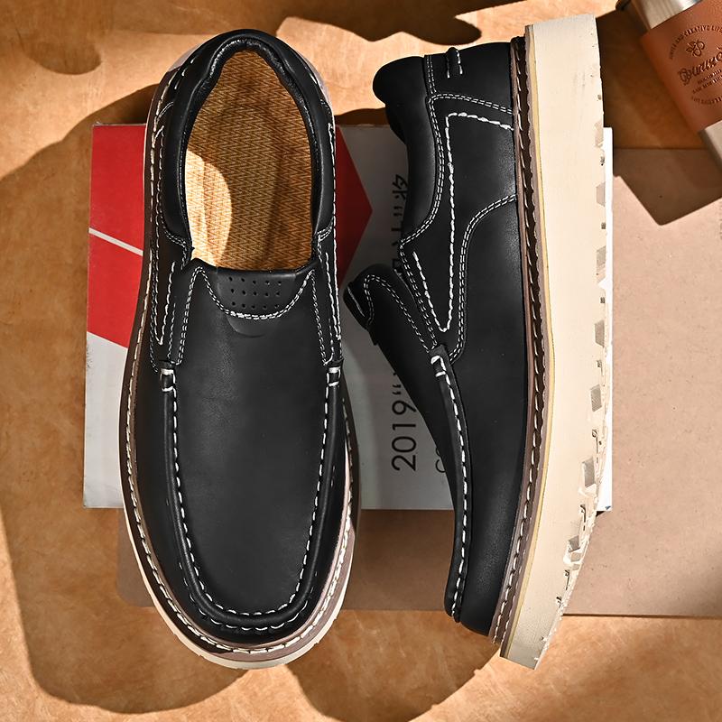 Mens Large Size 46 Outdoor Lightweight Casual Leather Shoes Men Antiskid Business Office Shoes Genuine Leather Driving Shoes