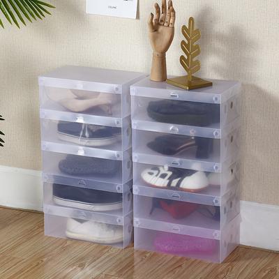 20PCS Flip Shoe Box Set Rack Stack Foldable Storage Plastic Clear Home Organizer