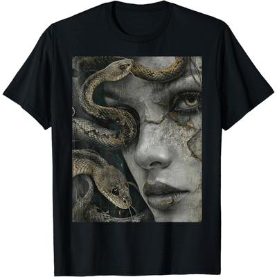 ALzvuLg Medusa Griechische Mythologie Okkult Gruselig Dunkel Grunge Kunst T-Shirt