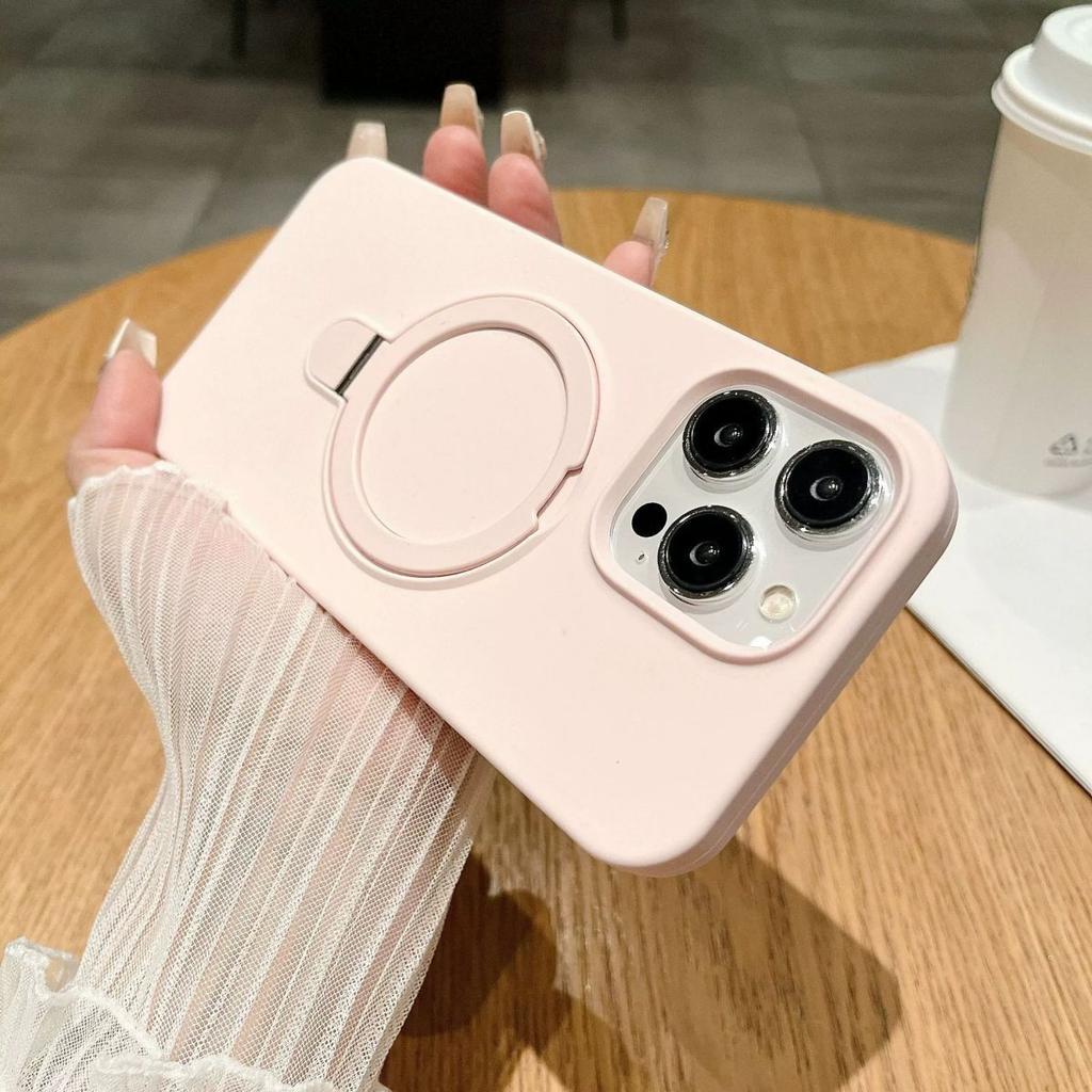 Applicable To iPhone17promax Liquid Silicone Magnetic Suction Bracket Mobile Phone Case Apple 16 Large Hole Anti-drop Protective Case