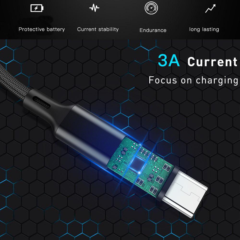 QUEED USB-kábel 3 az 1-ben mobiltelefonokhoz, C típusú micro USB-vel az iPhone gyors töltéséhez