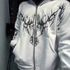 Felpa con zip Y2K Gotica Streetwear Retro Vestibilità Larga Unisex