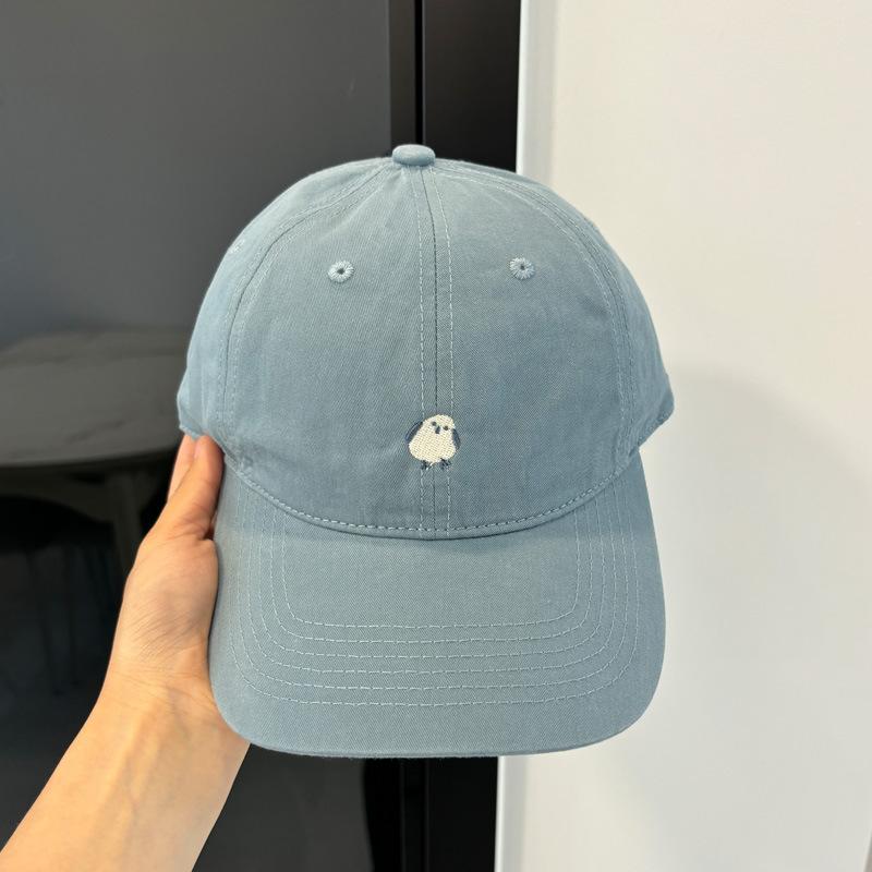 Cute cartoon chick embroidered baseball cap female new wide brim showing face small hat soft top cap male