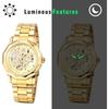 Men's Automatic Skeleton Watch Luminous Analog Display Waterproof Stainless Steel Band Silver Gold Black