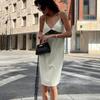 Sexy V-Neck Strap Dress With Lace Detailing And Flowing Ribbons, Stylish And Unique Long Dress For Women