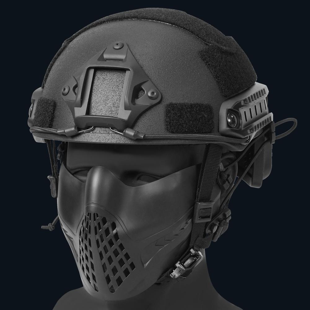 BOOIU Masque Tactique Demi-Visage Maille Nylon Respirant Double Ruban Réglable Wargame Chasse Paintball Airsoft Masques Protecteurs