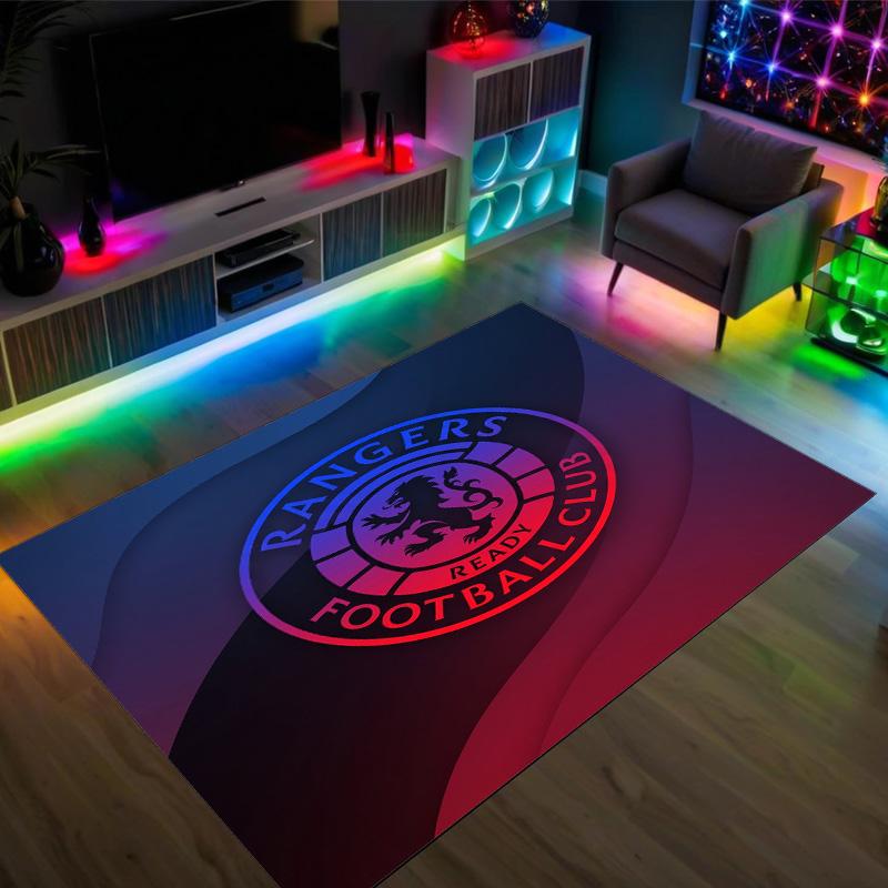 Rangers FC Design Crystal Velvet Carpet Cozy Non?Slip Printed Rug For Bedroom Living Room Entrance