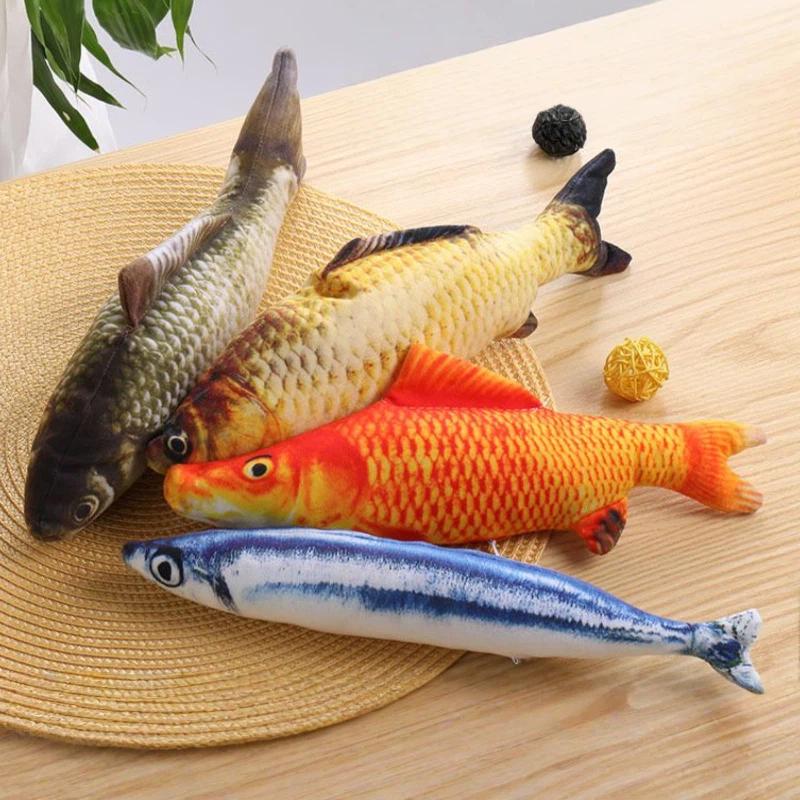Realistisches Katzenminze-Fisch-Stofftier 1 Stück Weich Kaubar Zahnpflege Haustierspielzeug für Katzen Langeweile lindern Perfekt für Haustiergeschenke