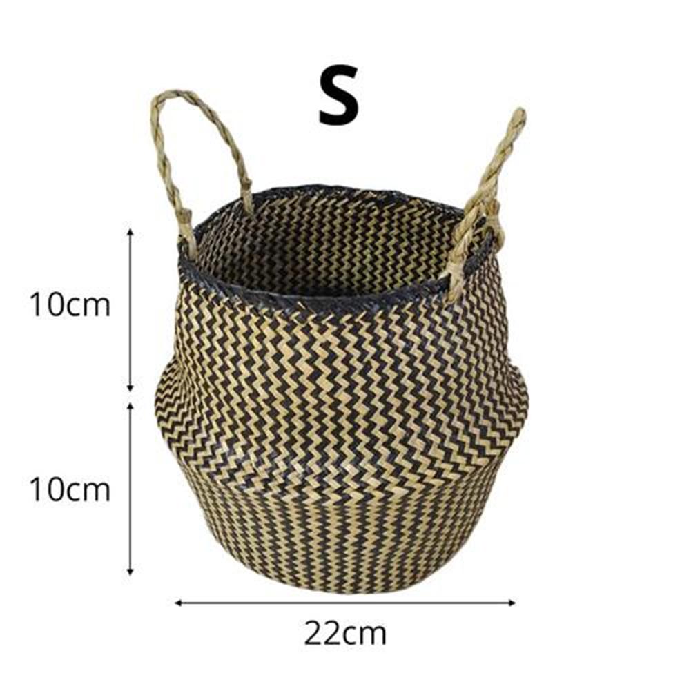 Nordic Foldable Seagrass Storage Basket Patchwork Seagrass Garden Flower Pot Planter Laundry Basket
