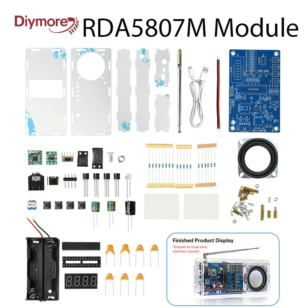 DIY FM Radio Electronic Kit Adjustable Frequency 87.5-108MHz Digital Display DIY Soldering Project Practice Solder RDA5807M