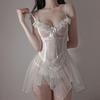 Lace Lingerie Chemise See Through Tulle Nylon Charming Exotic Lace Nightgown for Honeymoon White Free Size