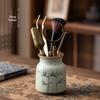 Hand-painted Kung Fu Tea Set: Complete Tea Ceremony Six Gentlemen Tools & Tea Stand Ornaments.