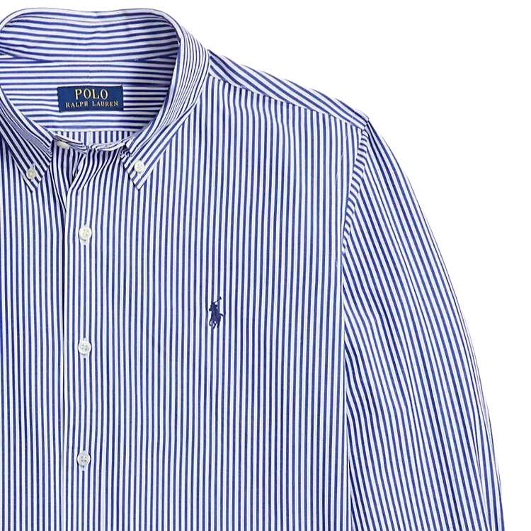 Polo Ralph Lauren Striped Stretch Cotton Poplin Long Sleeve Shirt Men Shirts Blue MNPOWOV16823573-400