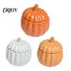 Seasonal Autumn Decor Items 1:12 Miniature Pumpkin Shaped Casserole Pot Model, Metal Bowl Figurine Still Life Photography Props with Lid, Mini