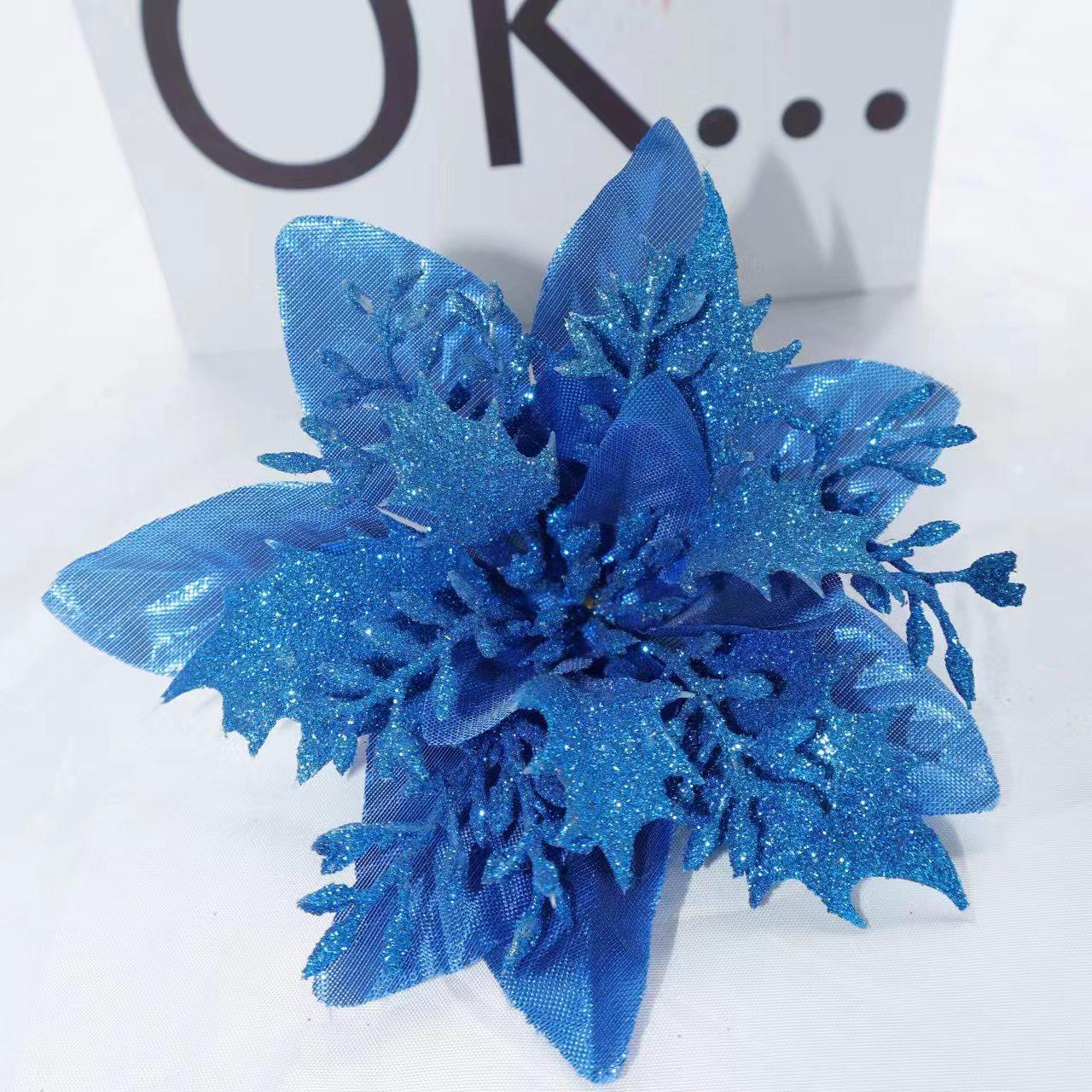 

Christmas Three-tiered Artificial Poinsettia With Gold Powder One Size