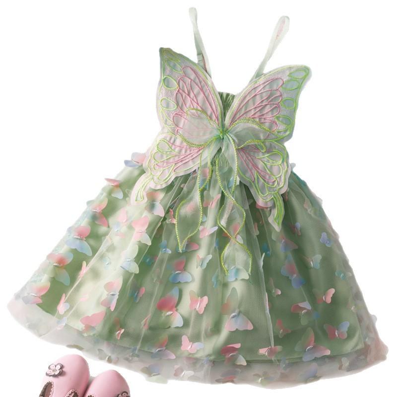 Butterfly Princess Dress For Girls With Cotton Blend Fabric Summer Child Gown