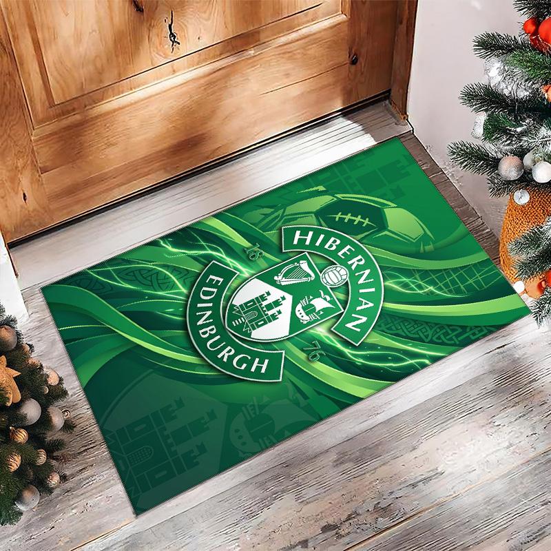 Hibernian FC Fußballmuster Weicher Teppich Rutschfeste Indoor-Bodenmatte Sportdekorationsmatte für Schlafzimmer