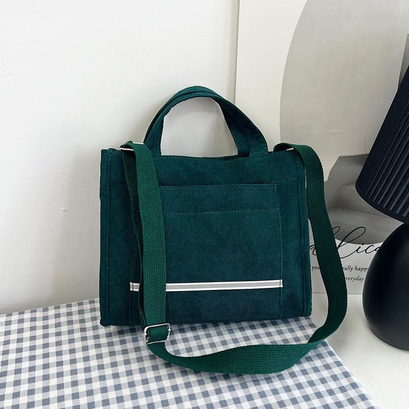 Trendy Corduroy Tote Bag For Women Stylish Large Capacity Shoulder Handbag