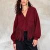 Women's Cropped Streetwear Jacket with Flattering Fit, Hem, V-Neck and Single-Breasted Button Front