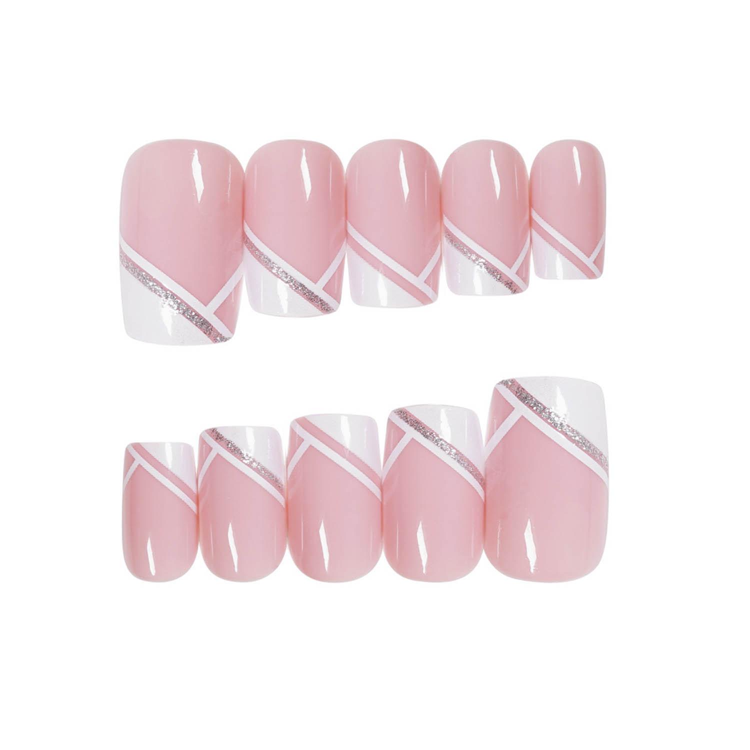 

24pcs/Box Women Artificial Manicure Tool Nail Tips Fake Nails French False Nails Wearable