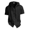 Men's Sports Casual Short-sleeved Shirt Hooded Fashion Sweater Cardigan Loose T-shirt