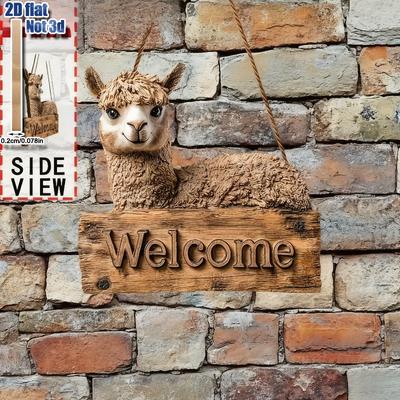 2D Flat Llama Welcome Sign - Artificial Llama Sign - Multi-Holiday Decoration for Housewarming, Christmas, Birthdays,Restaurant Shop Wall Decor,