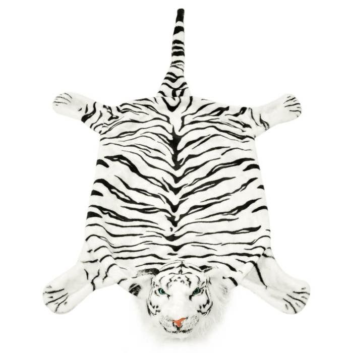 VidaXL Tapis en peluche en forme de tigre 144 cm Blanc