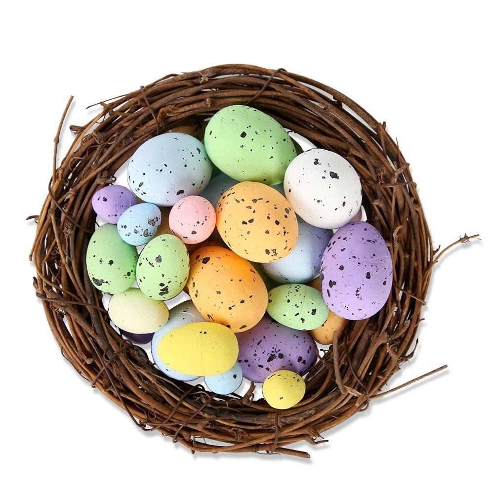 200Pcs Colorful Foam Easter Eggs Basket Stuff DIY Painting Craft Mini Artificial Eggs Decorative Simulated Easter Egg Ornaments