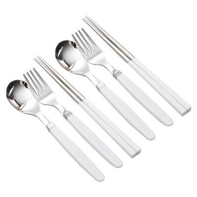 Raonnuri Pick Me Color Basic Children's Spoon and Fork Set, [Spoon 2p + Chopsticks 2p + Fork 2p], [White]