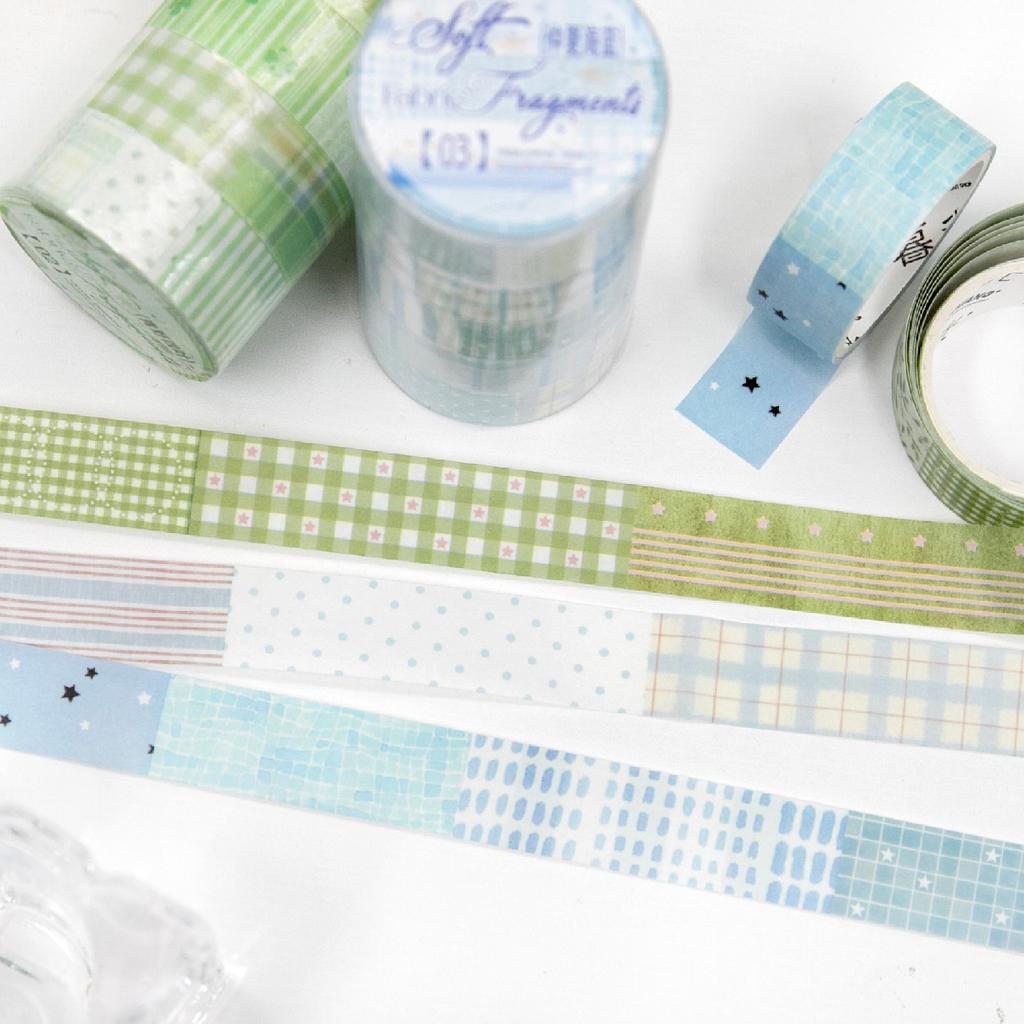 JIAMEI 5rolls Fabric Fragments Series Ins Simple Basic Decoration Washi Tape Set DIY Handmade Collage Aesthetic Scrapbook Tape