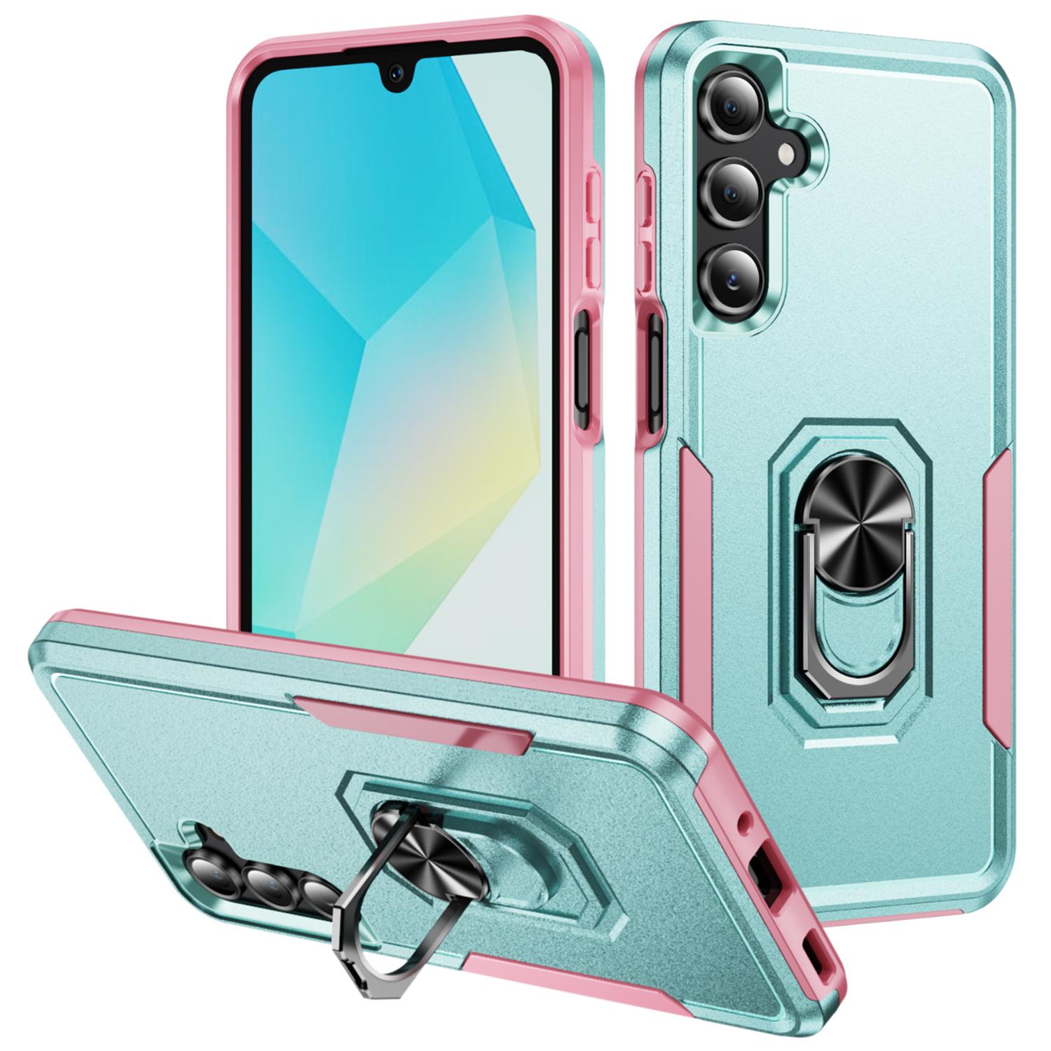 

For Samsung Galaxy A16 5G/4G Case Military Grade Ring Kickstand PC+TPU Phone Cover Green/Pink