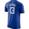 Nike NBA Paul George Los Angeles Clippers Letter Number Crew Neck Short Sleeve T-Shirt Men T-Shirt Blue BQ1537-405